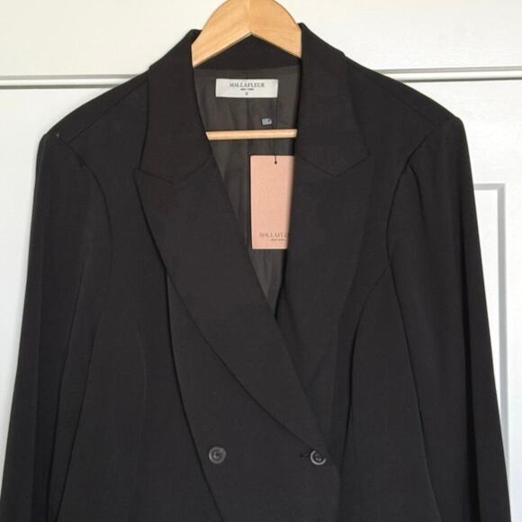 NWT M.M. LAFLEUR The Roxane Blazer - Light Twill in Black Womens Size +2/US 18 - Picture 7 of 14